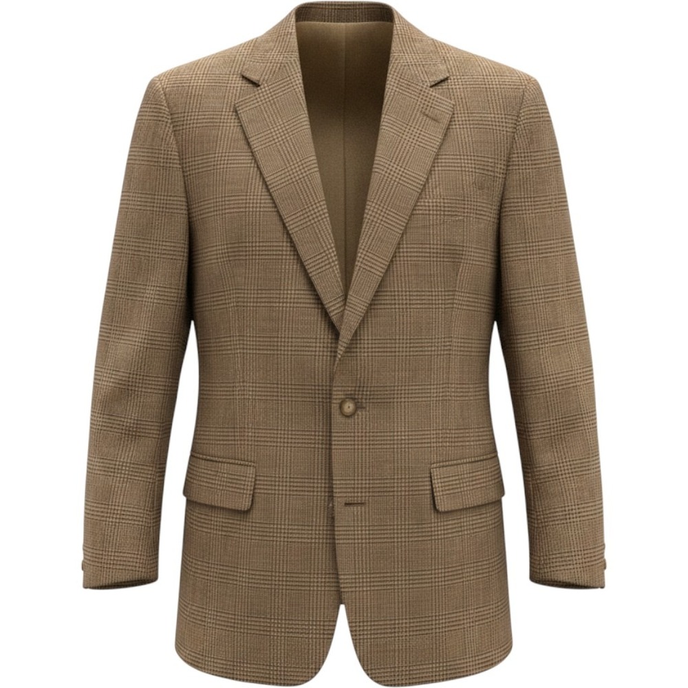 Brooks‎ Brothers Sport Coat VTG 43LG Tan Glen Plaid Two Button Blazer Jacket USA